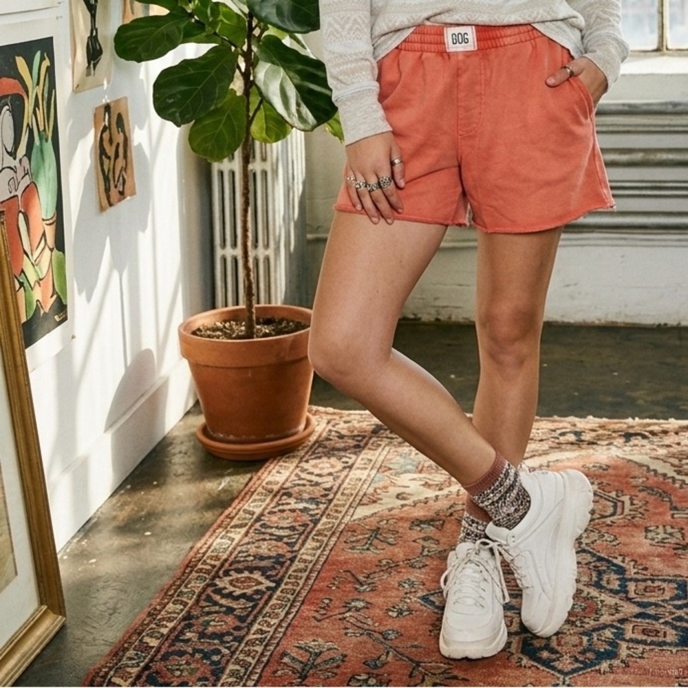 BDG Urban Outfitters Womens Lounge Shorts Small Coral Orange Drawstring Casual